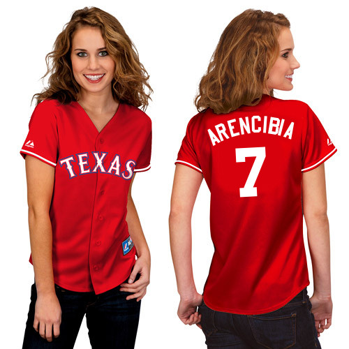 J-P Arencibia #7 mlb Jersey-Texas Rangers Women's Authentic 2014 Alternate 1 Red Cool Base Baseball Jersey